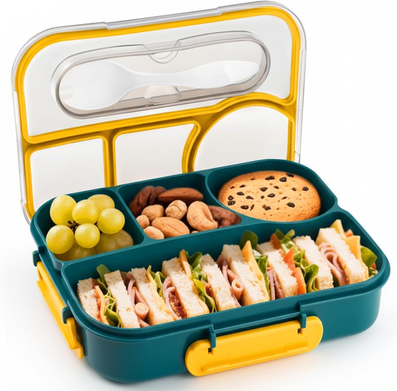 Easyfun Bento Box Adult, Lunch Box, 4-Compartment Lunch Containers, Drop-Proof, Dishwasher Safe & Made with BPA-Free Materials (Dark blue) - Image 1